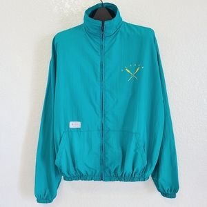 Vintage 90s Alaska USA Teal Blue Windbreaker Jacket